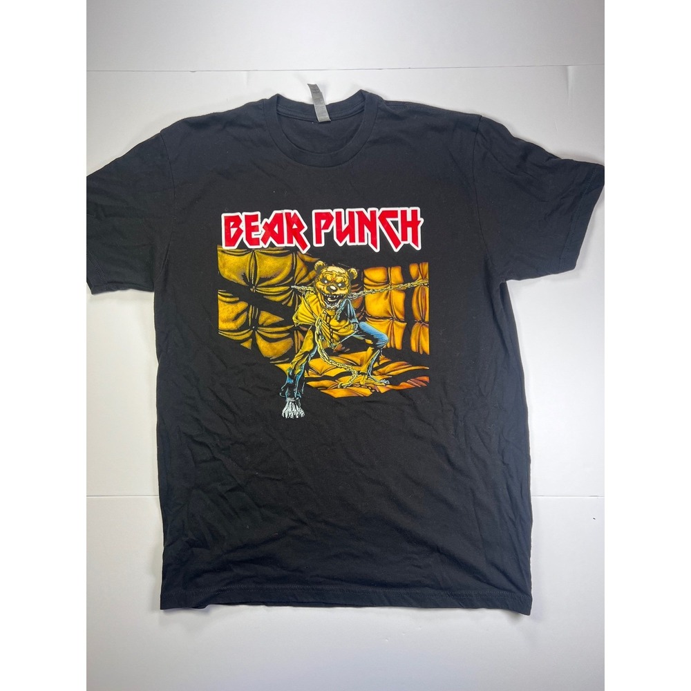 Next Level Apparel Bear Punch Graphic T-Shirt Mens Large Black Short Sleeve Tee